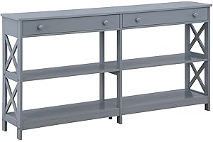 Console Table with Drawers for Storage and Shelves - 60 Inch Long