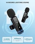 Mini Wireless Lavalier Microphone for iPhone, iPad, Android, 2-Pack Mini Mic with Windscreens & Pop Filters, Noise Reduction, Auto Pairing, Mute & Reverb for Vlogging, Recording, Live Streaming
