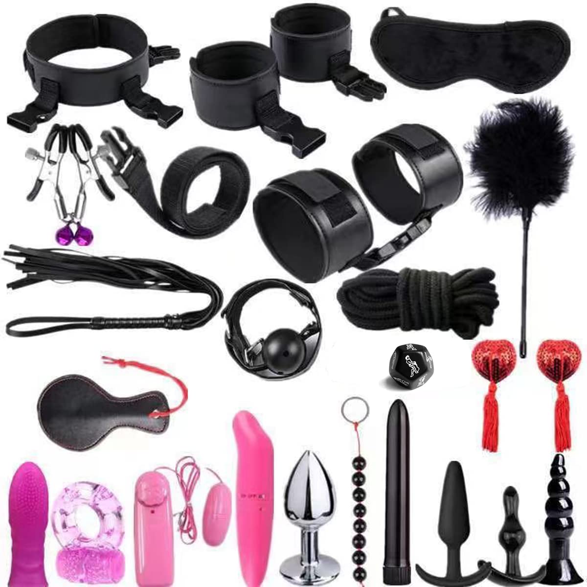 Bondage set SM sexo boyas eróticas 26 piezas fetiche de cuero juguetes sexuales SM juego loco con esposas y enchufe anal grueso conjunto perfecto juguete sexual erótico para parejas