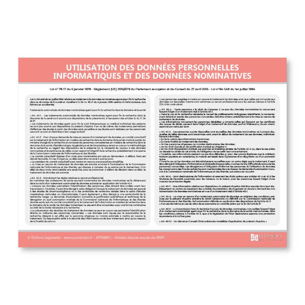 Pack de mise en conformité Cabinet médical - 6 Affichages et 5 Registres obligatoires avec 1 stylo-feutre offert - Édition 2026 - Kit de fixation inclus - Fabriqués en France - LEGIMEDIA ÉDITIONS