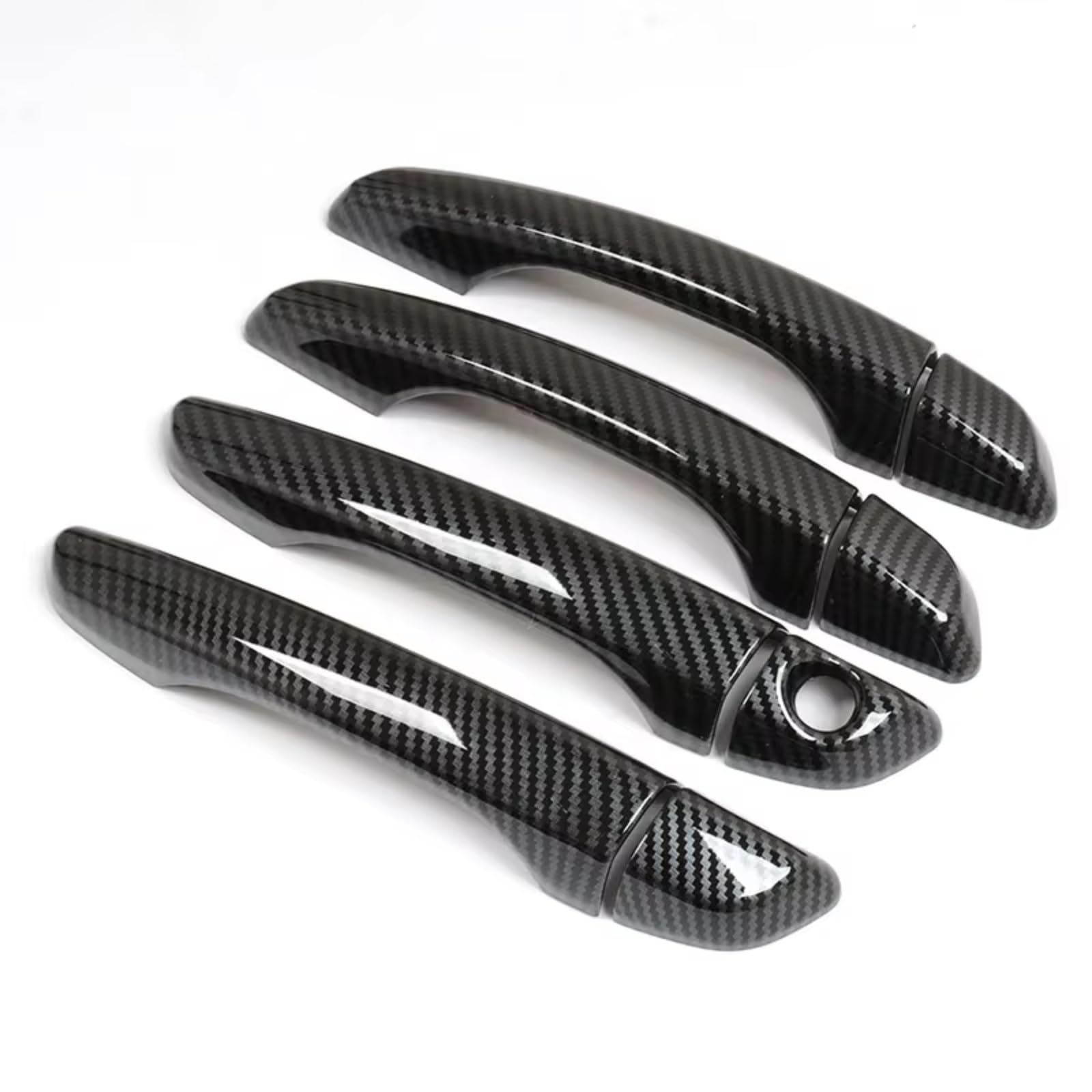 IUKMR for Peugeot 408 308 308sw T9 2016-2022 Chrome Carbon Fiber Car Door Handle Cover Trim Sticker Car Outer Door Handle(Carbon no sensors)