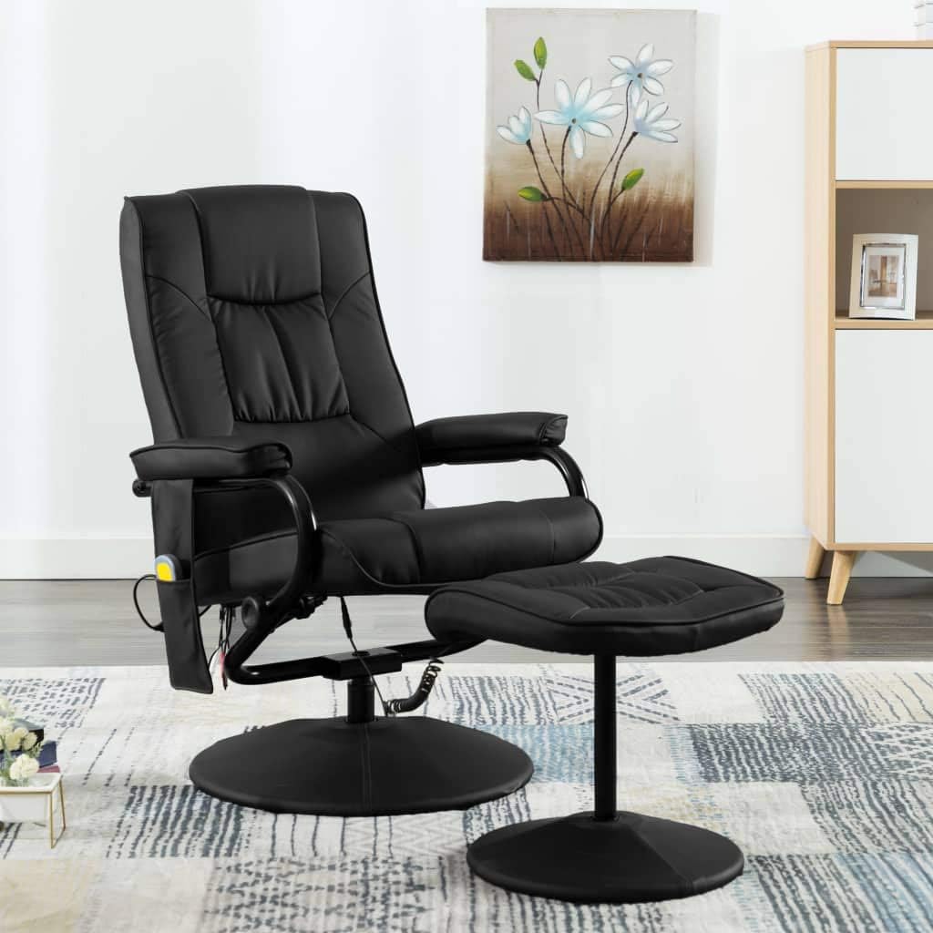 Massage Chair with Foot Stool Brown Faux Suede Leather Backrest Angle Adjustable Massage Recliner Chair and Ottoman, 26.2" x 43.3" x 33.5" Massage Seat for Men/Women