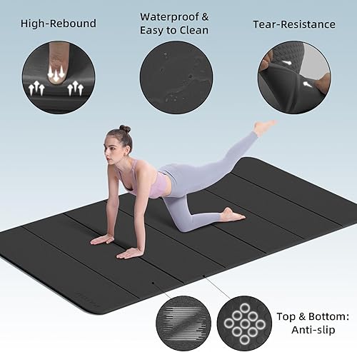 Miniatura 3 de Tapete de yoga plegable de grosor de 25 pulgadas (0.394 in), diseño antideslizante de elastómero termoplástico, plegado rápido, fácil
