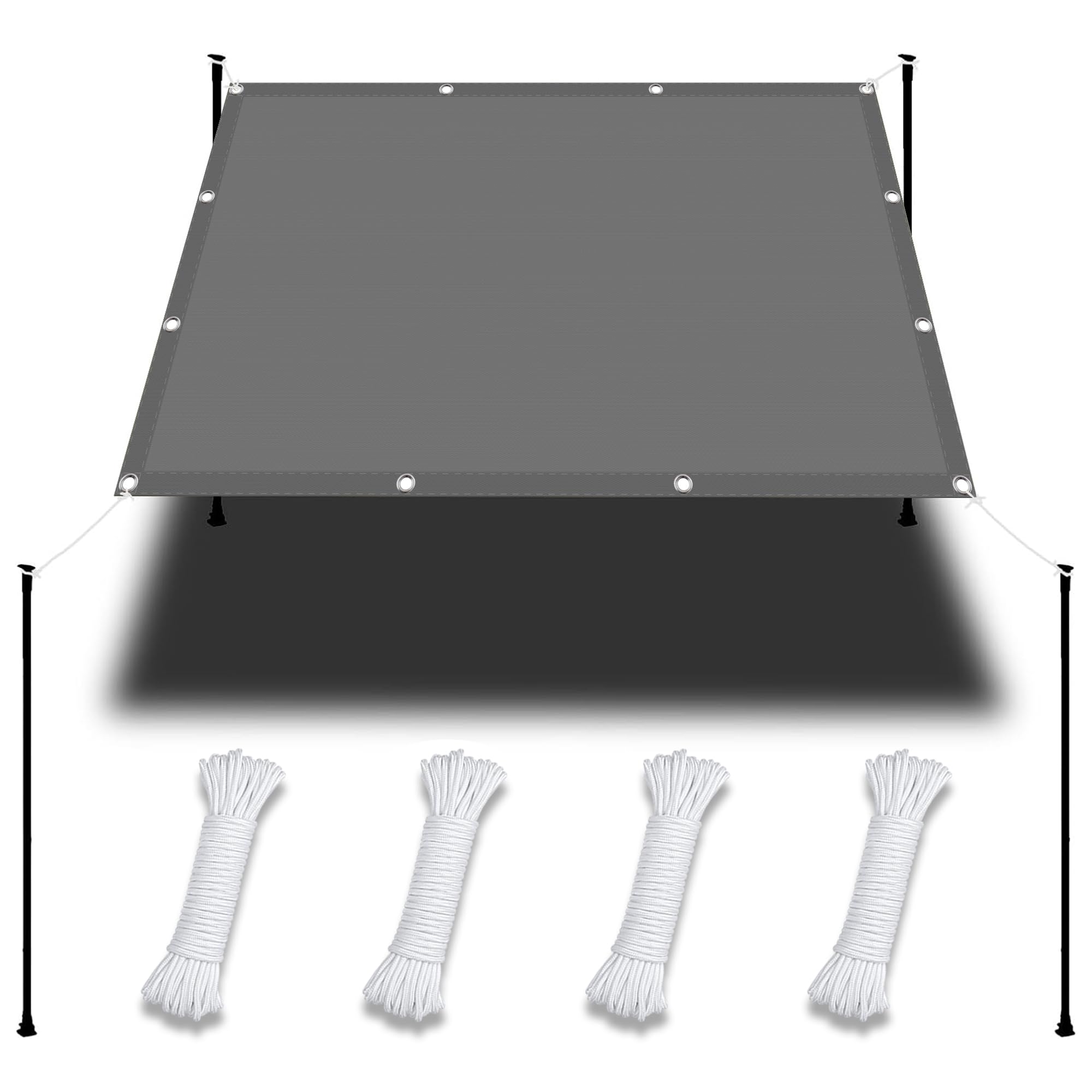 Voile ombrage toile 4 x 5.5 m en polyester renforcé haute densité avec oeillets durables