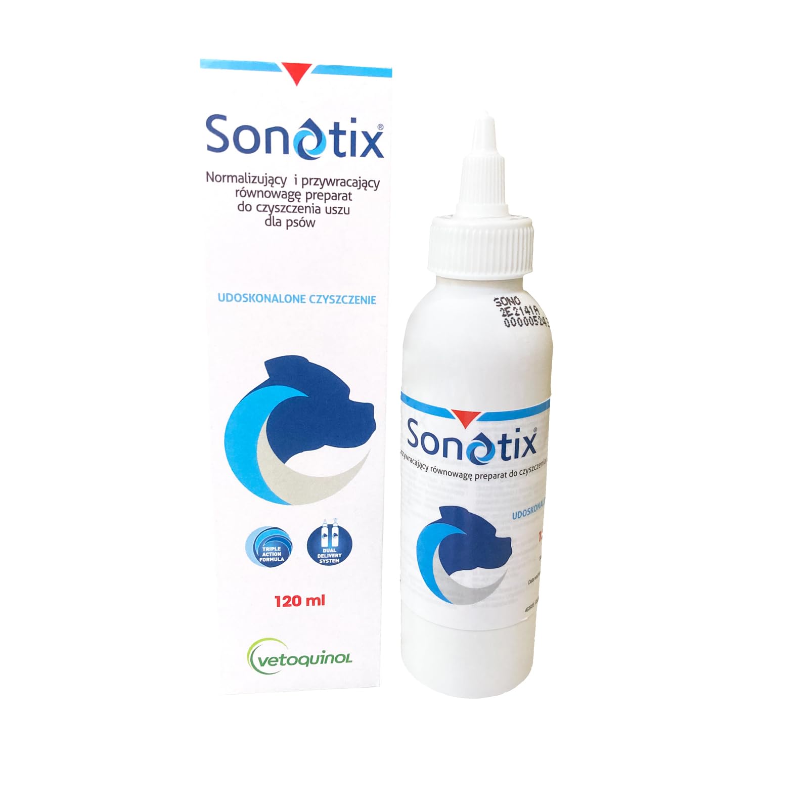 Sonotix® Limpiador de oídos para mascotas, cuidado eficaz de los oídos sin irritantes, promueve el equilibrio del pH y la microflora, clínicamente probado
