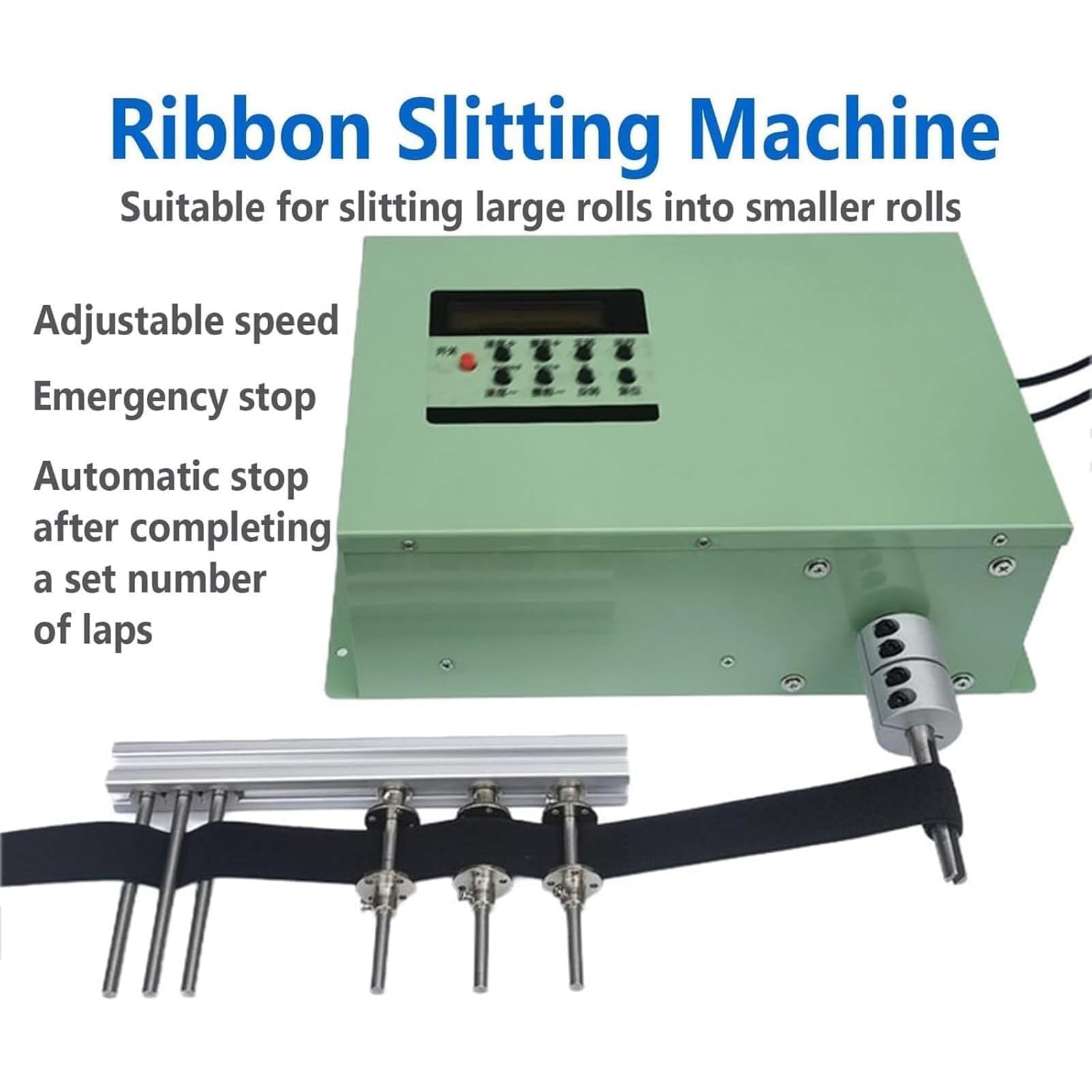Machine à rouler le ruban automatique, électrique 180 W à couple élevé pour sangles et lacets, réglage du cycle réglable de 1 à 999 avec contrôle à pédale réactif