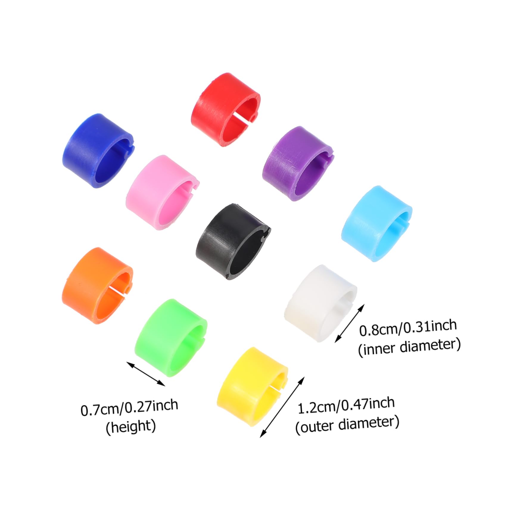 CIYODO 100Pcs Pigeon Foot Rings Clip Leg Bands for Identification Mixed for Racing Pigeons Parakeets Cockatiels and Other Birds