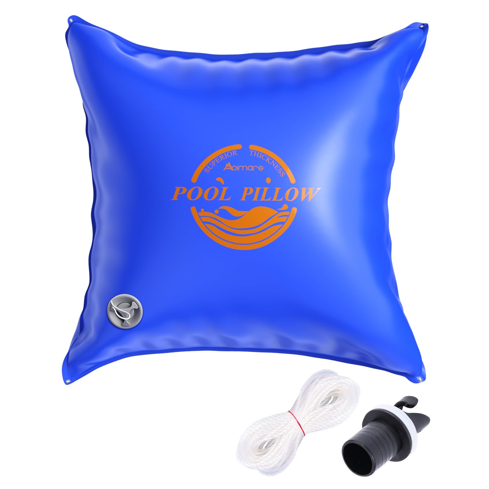 Abimars 0.7mm Thicker Pool Pillows for Above Ground Pools, 4 x 4 ft Pool Air Pillows for Closing Winter, 65 ft Rope and SUP Pump Adaptor Included