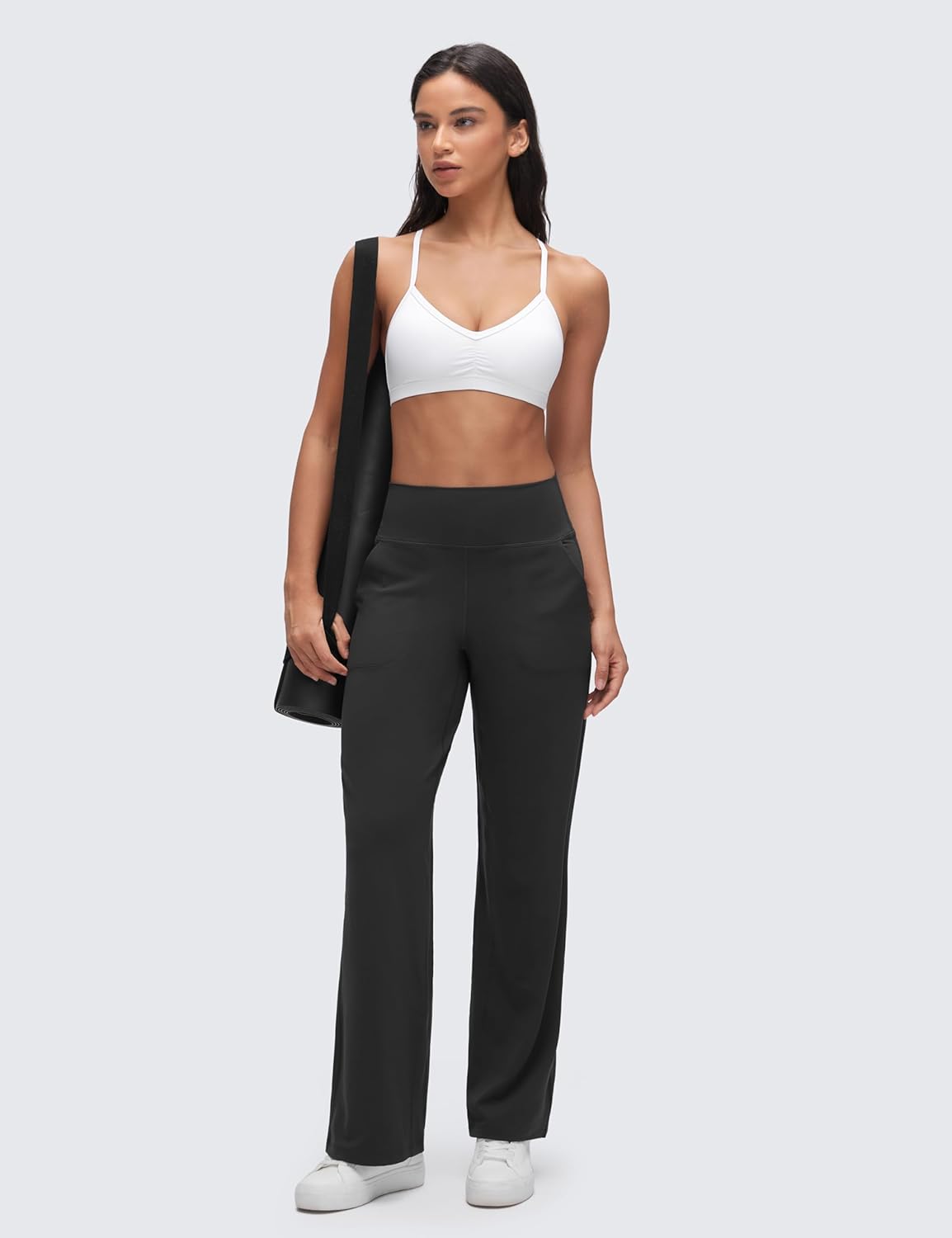 CRZ YOGA Butterluxe Ruched Sports Bras for Women - V Neck Spaghetti Thin Strap Y Back Wireless Padded Yoga Crop Top - Image 3