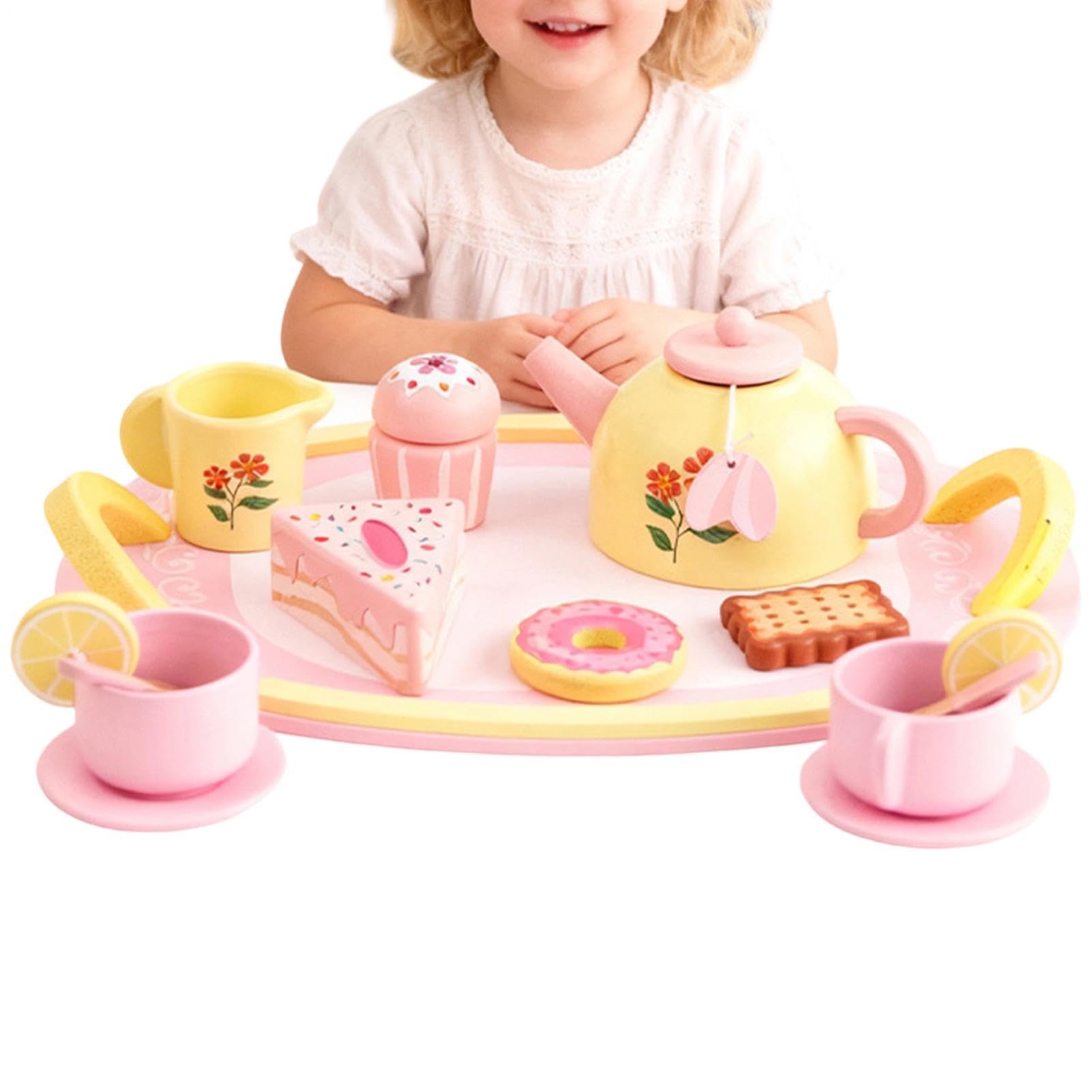 Set Tea Party Di Imitazione Con Dolci, Set Educativo 16 Pezzi