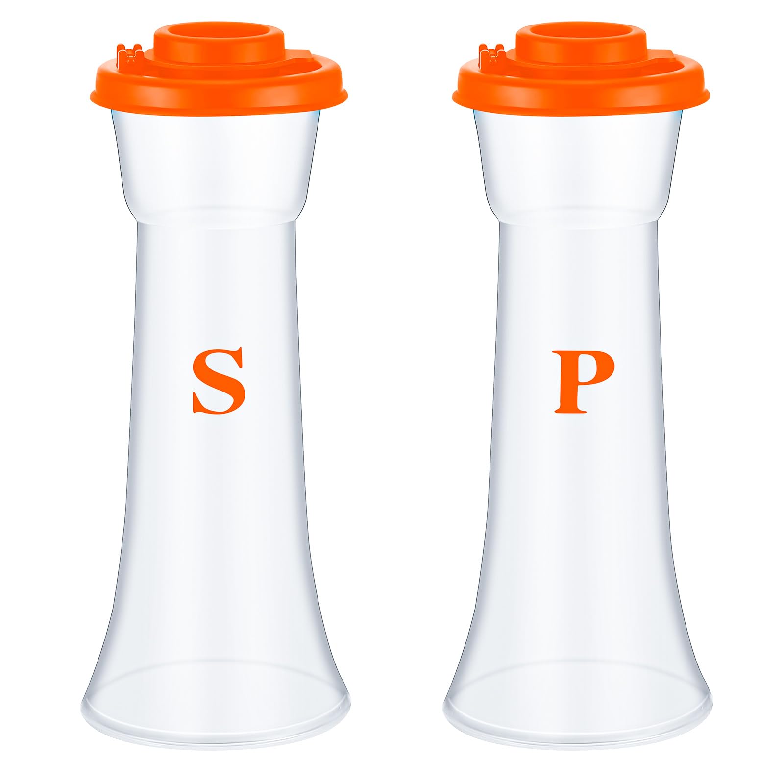 2 Pcs Plastic Salt and Pepper Shakers Set with Lid, Classic, Orange