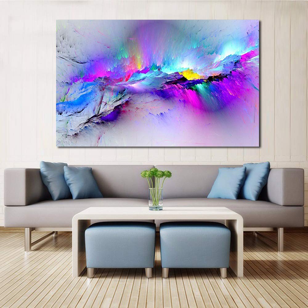 Peinture à l'huile coloré nuage wall art impression sur toile 70x105cm