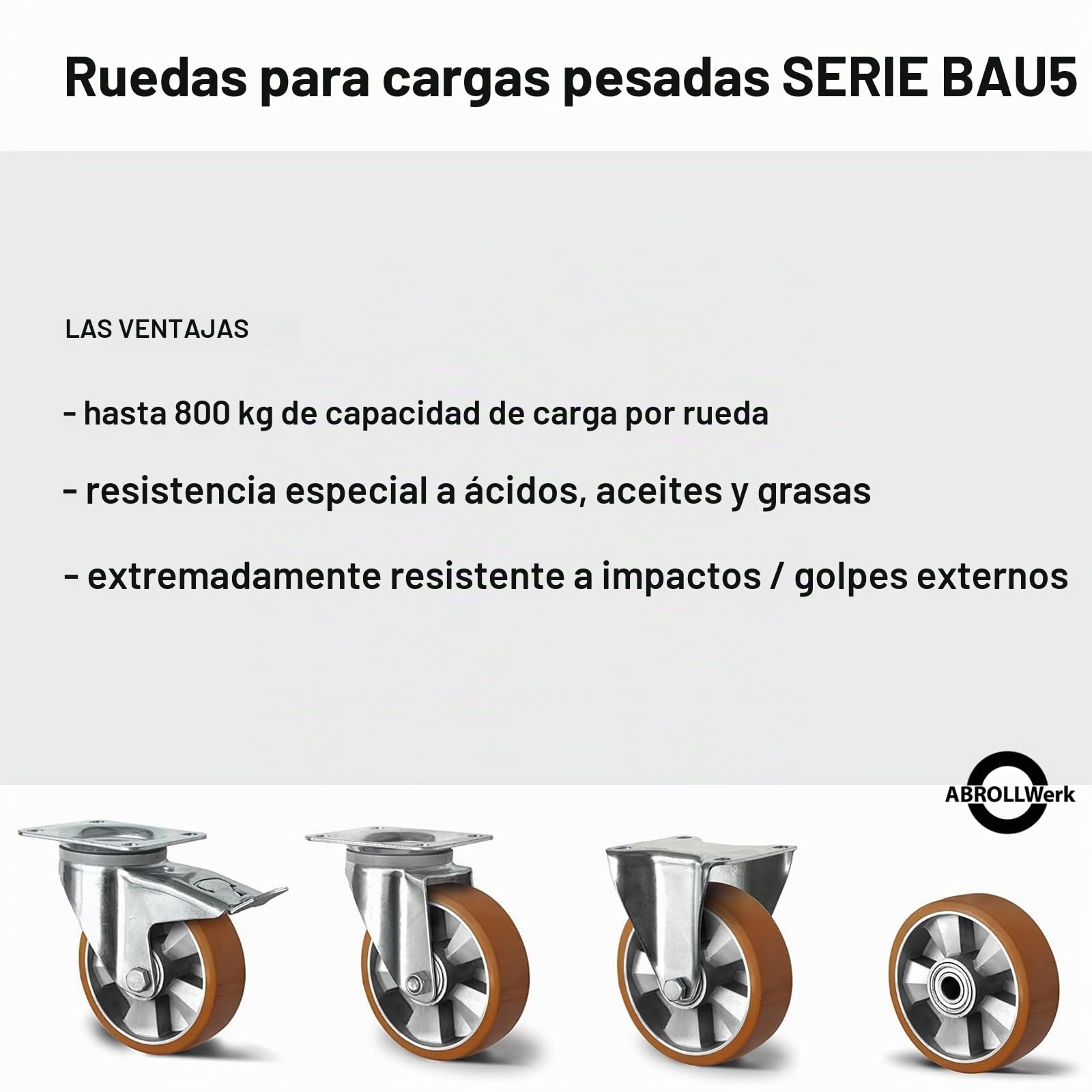Juego de 2 ruedas empotrables para cargas pesadas, 160 mm, 1200 kg, carga total (2 x 600 kg), llanta de aluminio y superficie de rodadura de poliuretano, rueda de repuesto con doble
