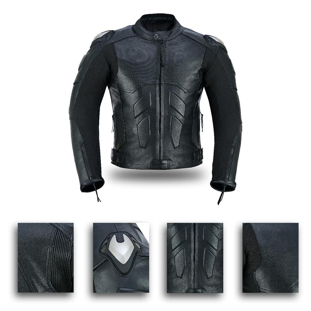 Veste de moto en cuir blindé pour homme, homologuée CE, imperméable, panneaux en maille respirante, épaules et coudes renforcés, veste d'équitation noire