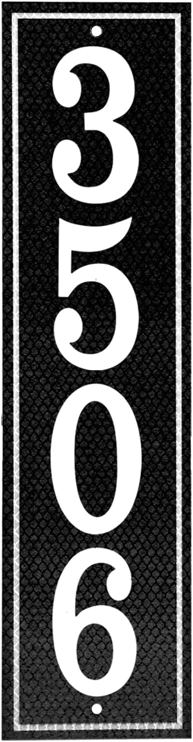 Reflective Address Plaque, Aluminum Address Sign, Vertical House Numbers for Mailbox,Houses, Outside Driveway, Yard Post with Two Screw,15.5" x 4" (Black)