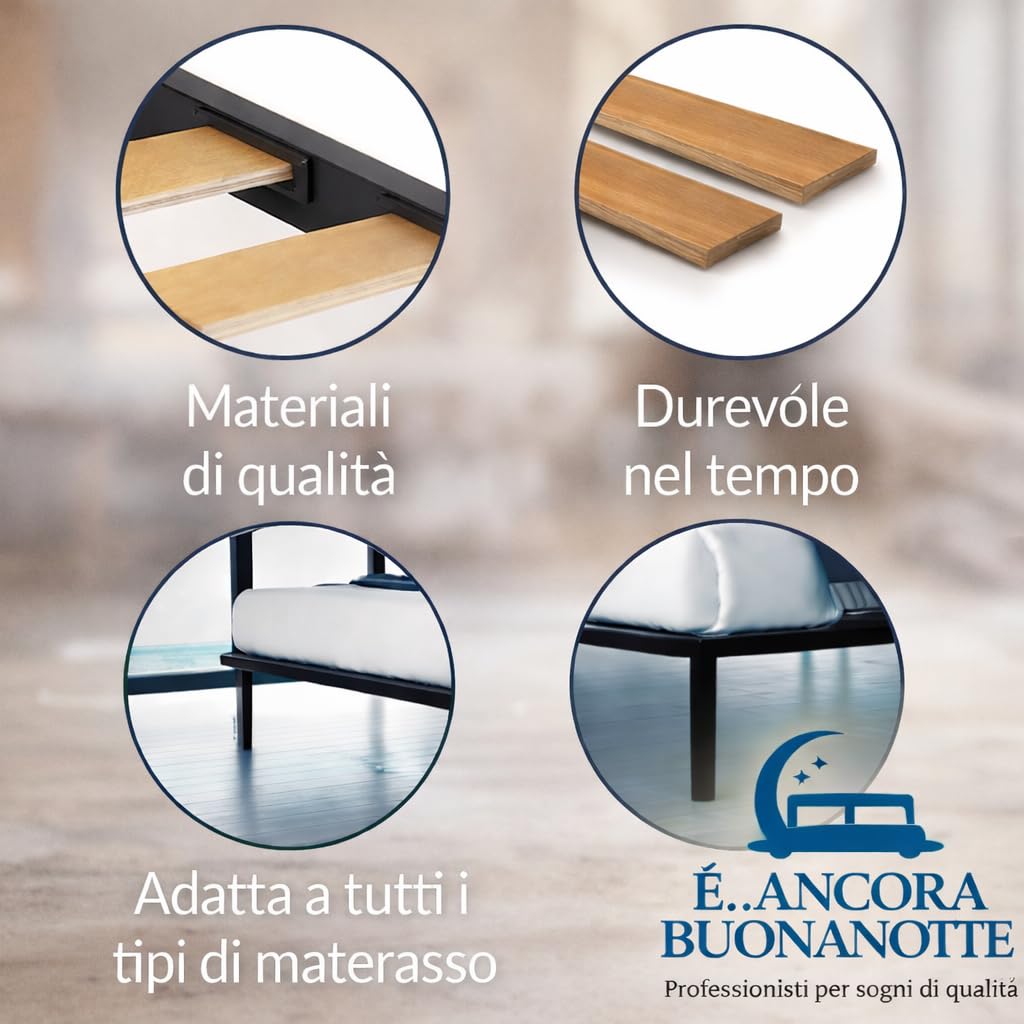 Generico Rete Ortopedica 80x190 in Ferro Rinforzata – 16 Doghe in Legno di Faggio – Doppia Doga Centrale con Regolatori Lombari – Struttura Letto Singolo Made in Italy