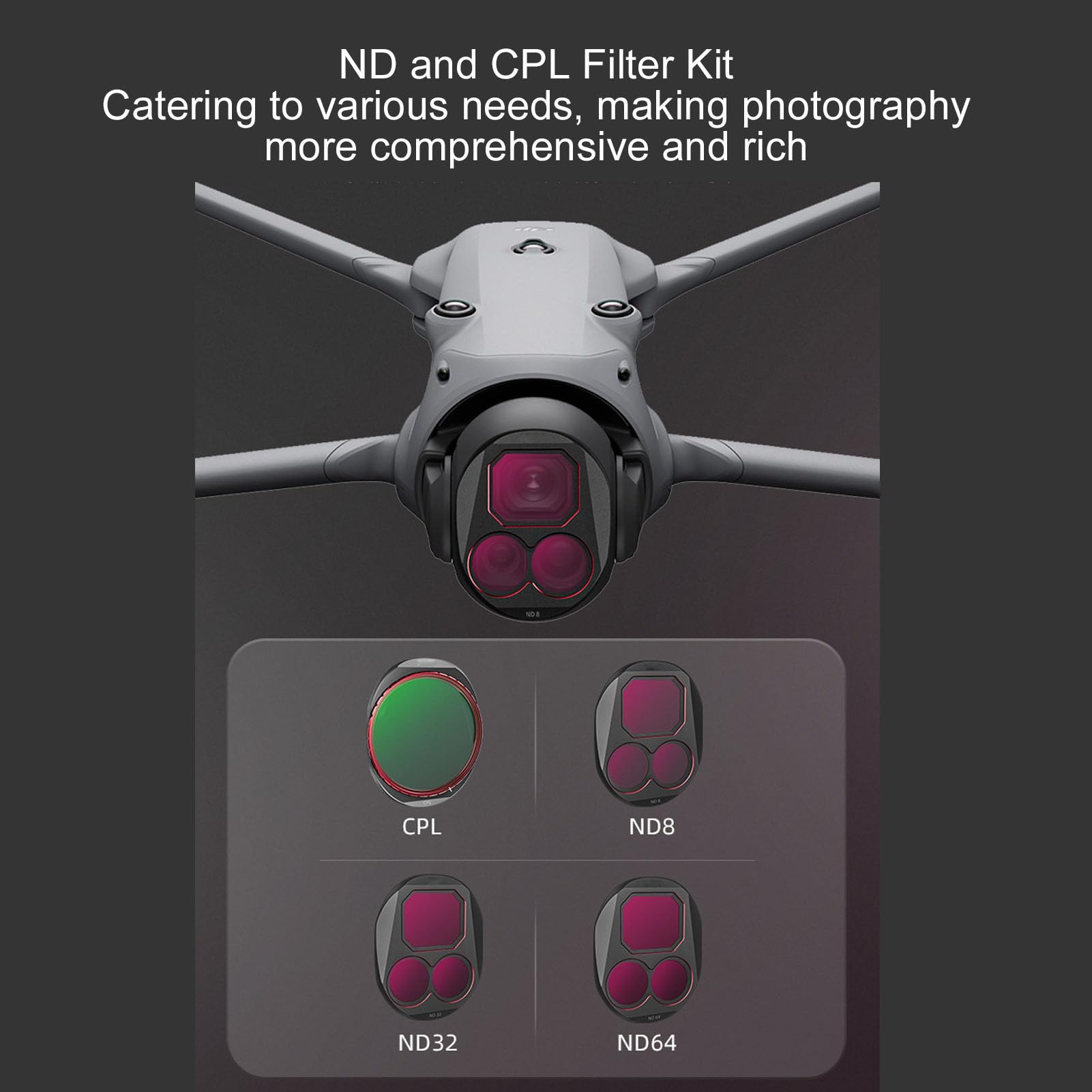 Drone ND Filtr Filtr Zestaw do dla 4PRO ND8 ND16 ND32 ND64, 4 W 1 Zestaw Filtrów Gęstości Neutralnej Powłoki HD