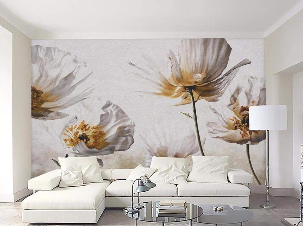 Papier peint personnalisé 3D murale style européen fleur blanche salon décoration xxl