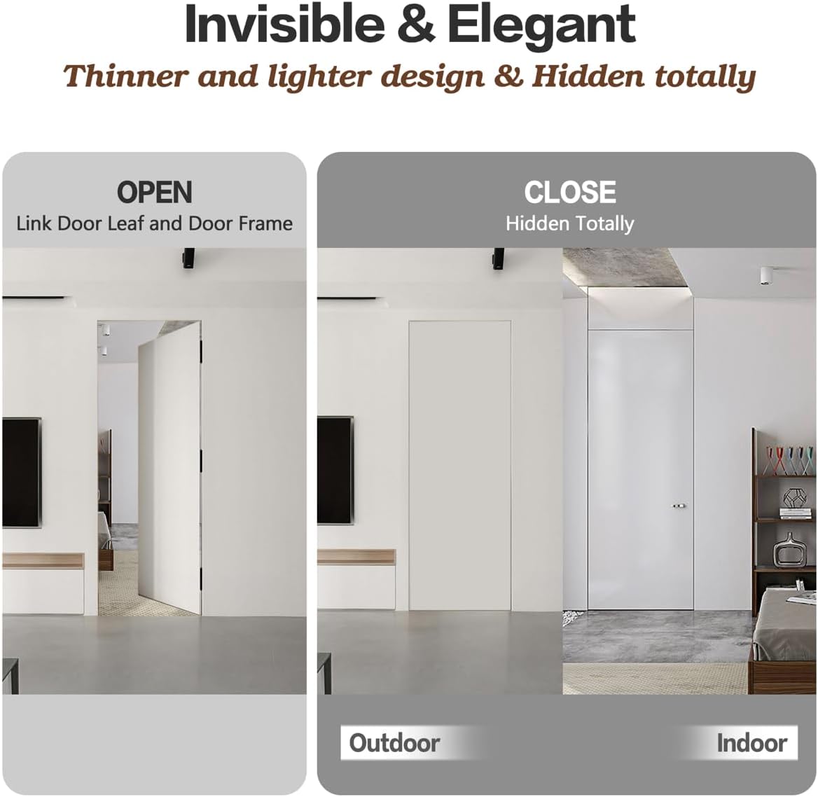 Onedaful 2 Kits 6 inch Stainless Steel Hidden Door Hinges Invisible Hinges for Door, 180 Degree Swing Concealed Hinges, 3 Way Adjustable & Heavy Duty for Secret Door (Load-Bearing Up to 170lbs)