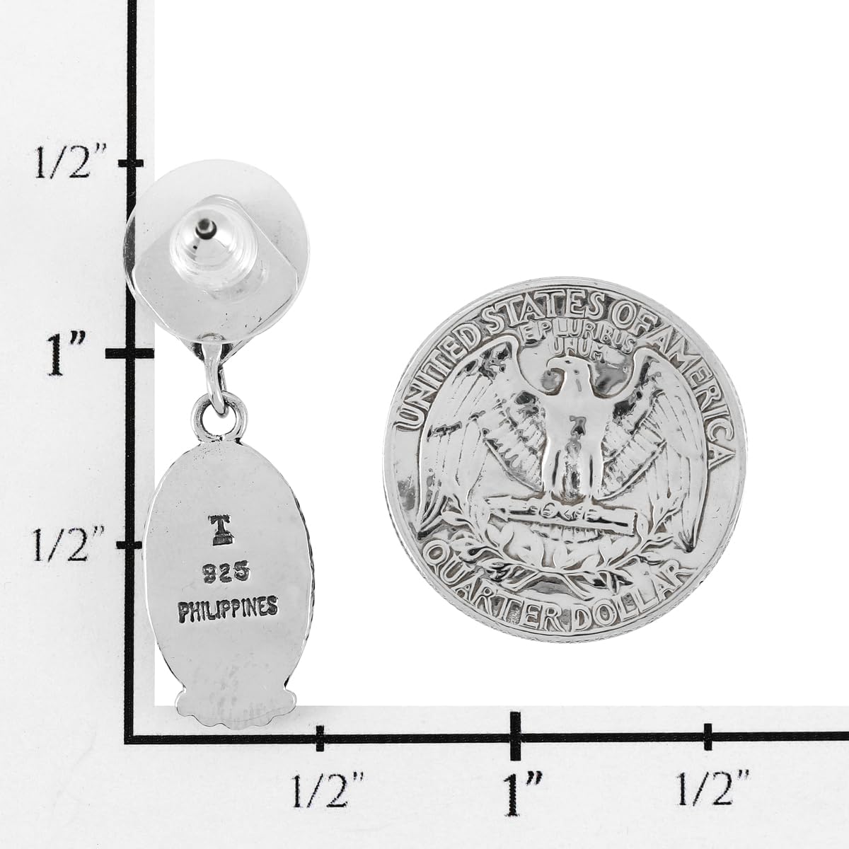 Turquoise Earrings 925 Sterling Silver & Genuine Gemstone - Image 4