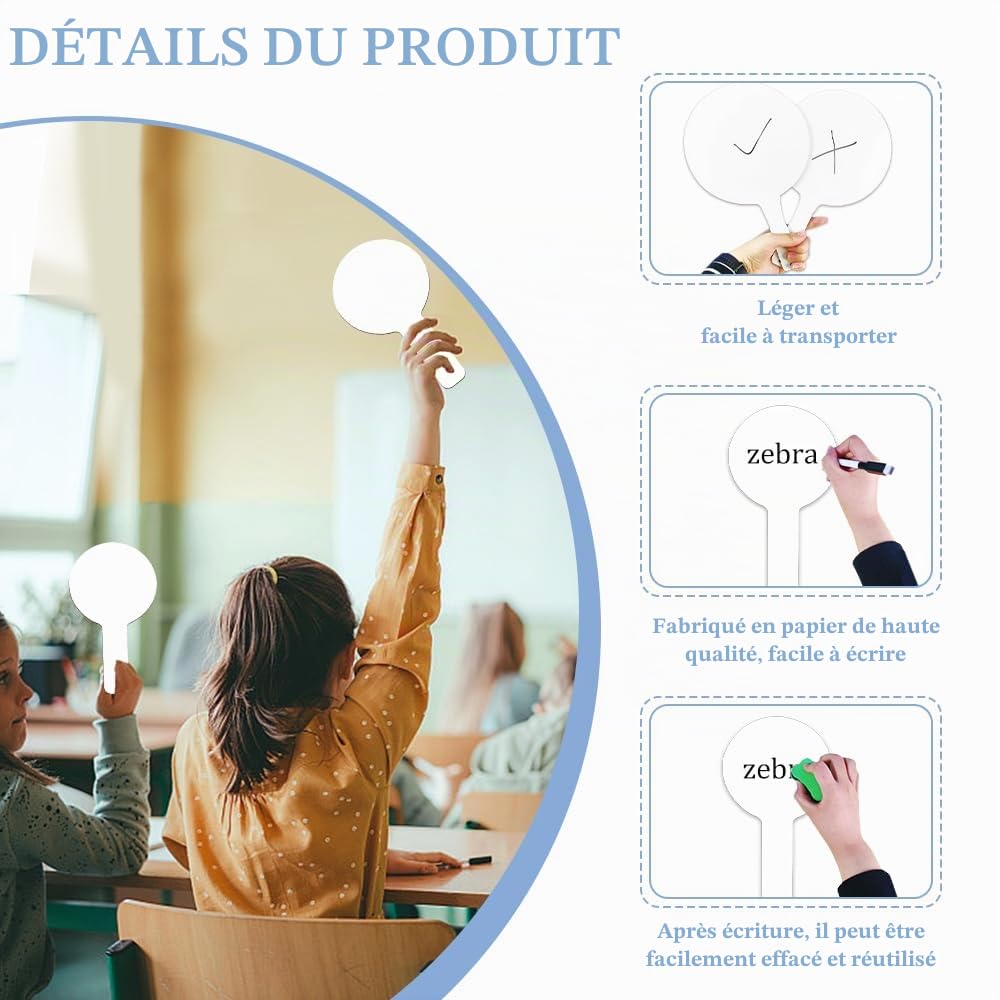 30 Pièces Panneau de Notation Tableau Blanc Effaçable à Sec 23 * 13cm Petit Tableau Blanc de Vote Double Face pour Étudiants, Enseignement, Bureau, Réunions
