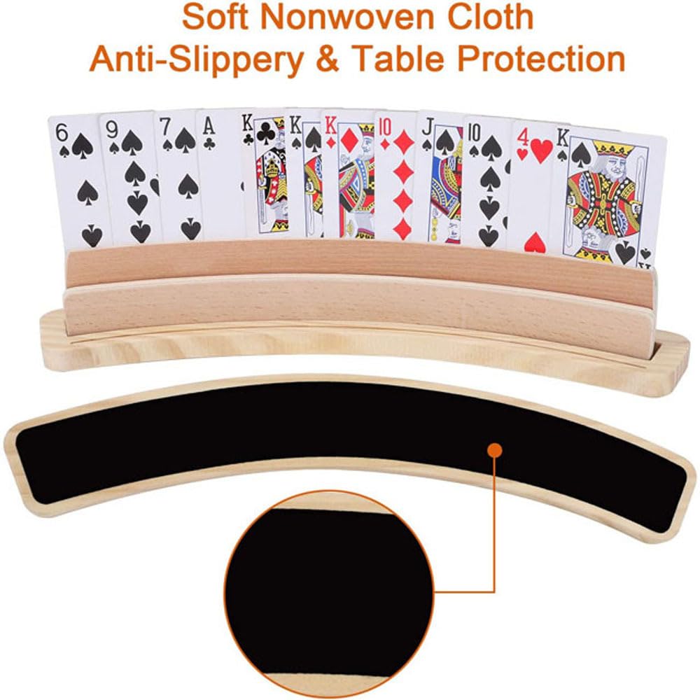 Spielkartenhalter Holz, Spielkartenhalter, Kartenhalter Spielkarten, Holz Freisprech Kartenständer, Stehender Pokerhalter, Hände Poker Halter für Kinder Erwachsene Senioren (B)