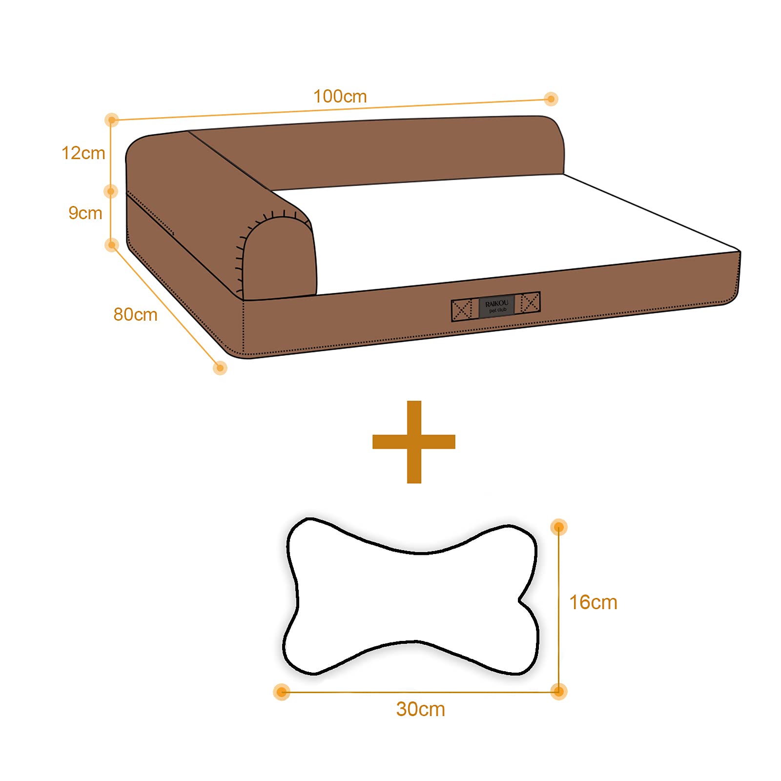 RAIKOU Cama Ortopédica para Perros Grandes,Sofá para Perros,Cama para Mascotas,Cama para Perro de Espuma viscoelástica,Desmontable y Lavable(Gris Mezclado,100 * 80cm)