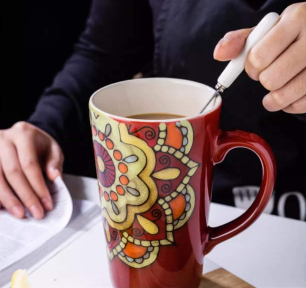 Tazas De Cafe Tazas Desayuno Tazas Taza De Estilo Étnico Taza De Café Pintada A Mano Retro Taza Larga Grande Taza De Cerámica De Gran Capacidad Oficina En Casa Tazas Cafe Taza Desayuno ( Color : B , S