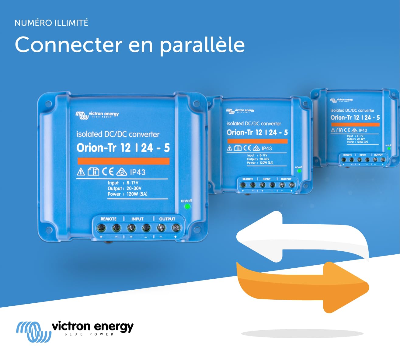 Victron Energy Orion TR IP43 12/24 V 5 A 120 W Convertisseur CC-CC, Isolé
