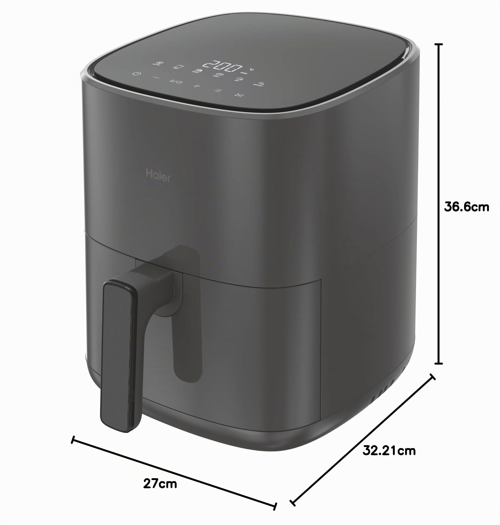 Haier Friggitrice ad aria I-Master, 6 in 1 con display touch, cuoci, arrostisci, griglia, scongela, capacità 5 litri per un massimo di 4 persone, [Nero]