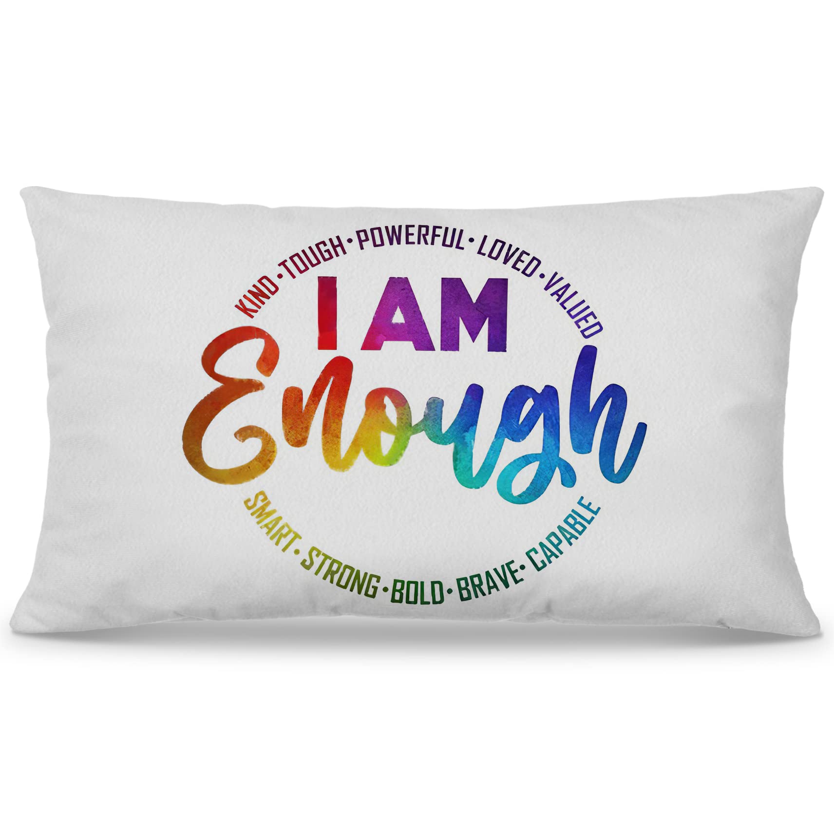 NOGRIT Inspirierendes Zitat "I am Enough" Kissenbezug, 30,5 x 50,8 cm, positives Spruch, Dekoration für Zuhause, Schlafzimmer, Wohnzimmer, Mädchen, Frauen, Geschenke