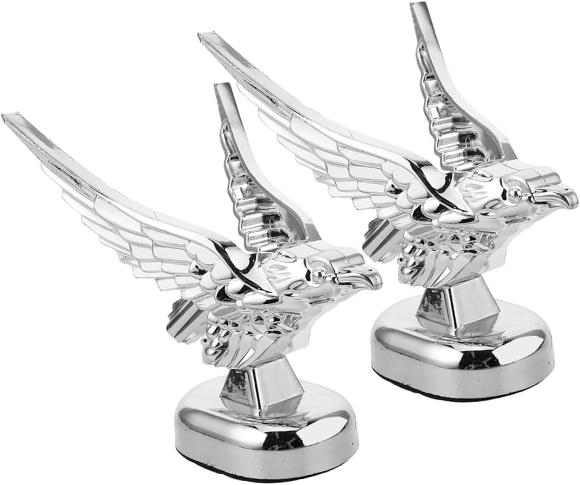 GLEAVI 2pcs Lifelike Eagle Hood Ornament Car Decorative Sticker Metal Car Truck Ornament Unique Design for Christmas Decor