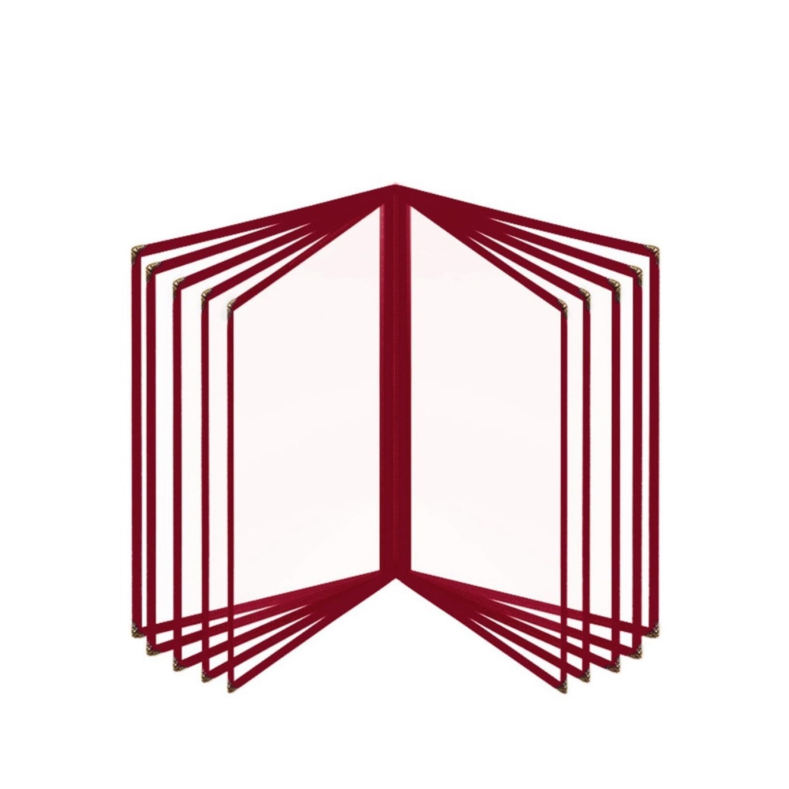 Portada de menú de restaurante Cubierta de menú transparente plegable PVC, esquinas Metal reutilizables, soporte papel A4, carpeta protectora hojas sueltas con paneles dobles(Red 10 Pages)