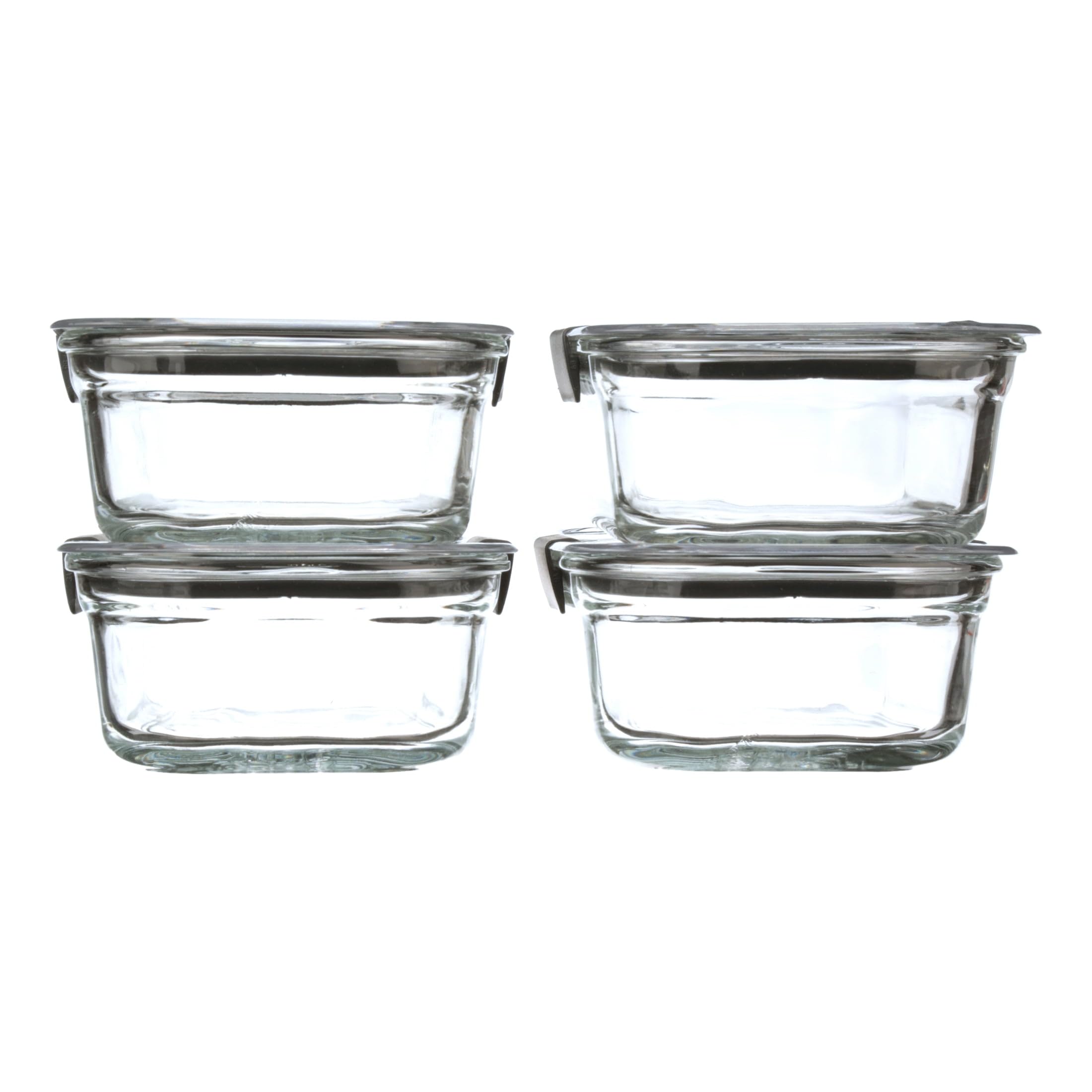 Rubbermaid Brilliance Glasaufbewahrung Lebensmittelbehälter mit Deckel, 2 (insgesamt 4 Stück), Glas Kunststoff, Transparent, (3.2-Cup) 4 Count (Pack of 1), 4