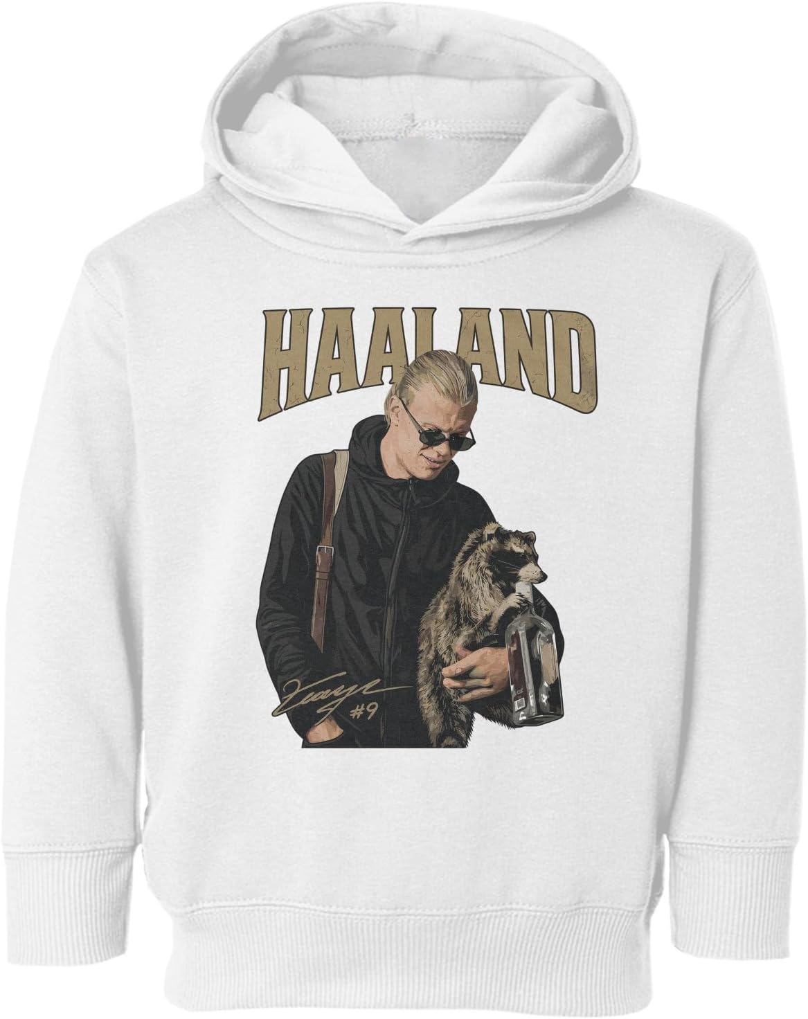 Haaland Whisky Raccoon Trophy Norway Soccer Fans Toddler Hooded Sweatshirt