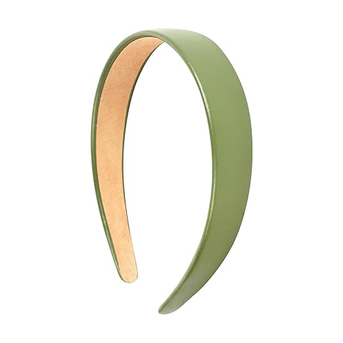 Motique Accessories Diadema de cuero vegano de 1 pulgada para mujeres y niñas (oliva)
