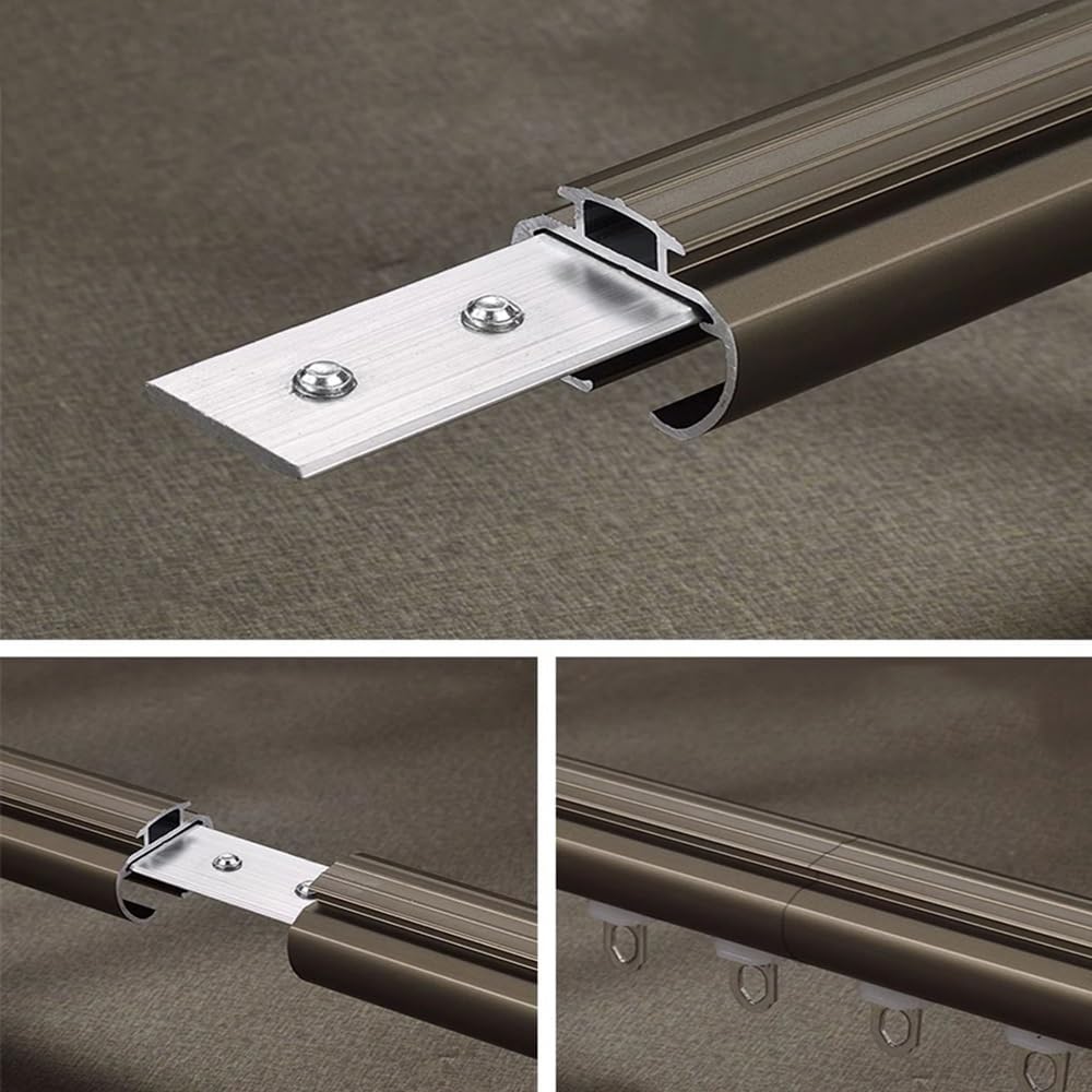 Aluminiowy system szyn do zasłon z akcesoriami do altany prysznicowej sypialni - regulowana długość od 1 m do 6 m (czarna 5,4 m) - idealny do wystroju domu i rozwiązań zapewniających prywatność