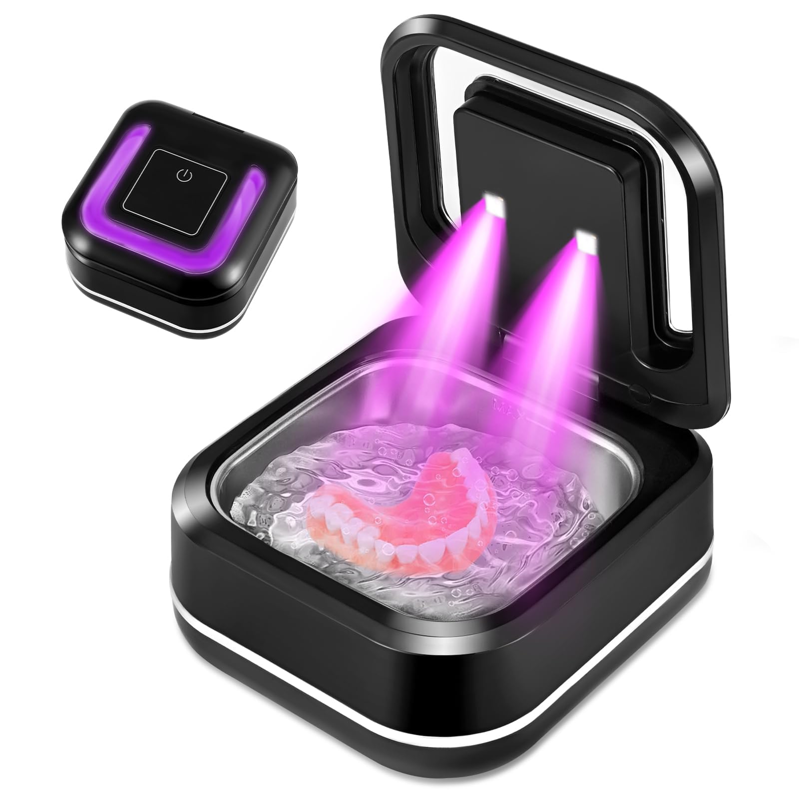 ITSHINY Ultrasone reiniger, 45.000 Hz, ultrasone container, 200 ml, uv-lamp, 25 W, ultrasone reiniger voor tanddruppels, tandprothesen, lijners, tandheelkundige apparaten, tandenborstelkoppen