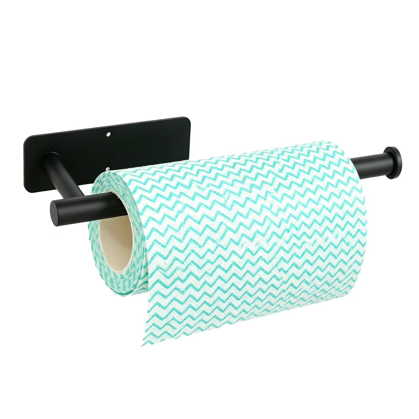 Under Cabinet Paper Towel Holder, Self Adhesive & Drilling Wall Mount Black