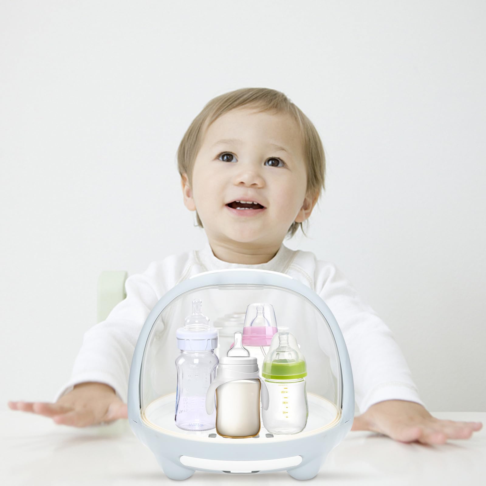 Mipcase Contenedor para Biberones Estante para Secar Biberones PP Azul Desmontable para Secado en Seco y Húmedo para Ñiño y Vajilla Infantil