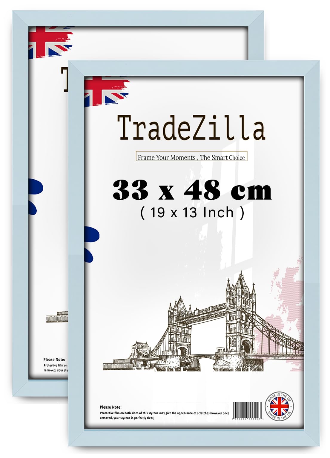 Tradezilla Light Grey Pack Of 2 (33 X 48 Cm) Poster Frame - 330 X 480 Mm Photo Frame For Posters And Prints – Solid Eton Wood, Home Décor 1' 1" X 1' 7" [ ]