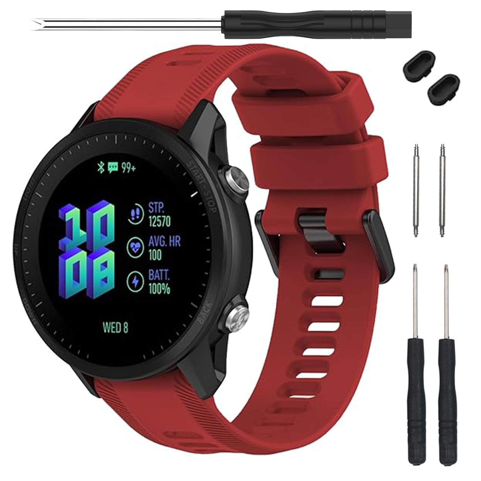 TopPerfekt Band for Garmin Forerunner 955 Watch - Soft Silicone ReplacementBand Strap for 955 Smart Watch Compatible with Women Men