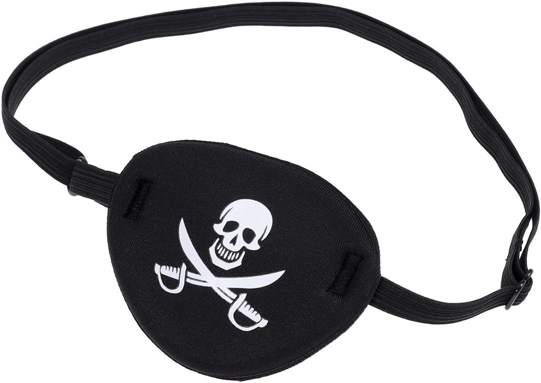 HEALLILY 1Pcs Halloween Pirate Eye Patch Skull Crossbone Cool Pirate Eye Kids Eye Patch Eye Black Felt Pirate Captain Eye Patches for Lazy Eye (Black)