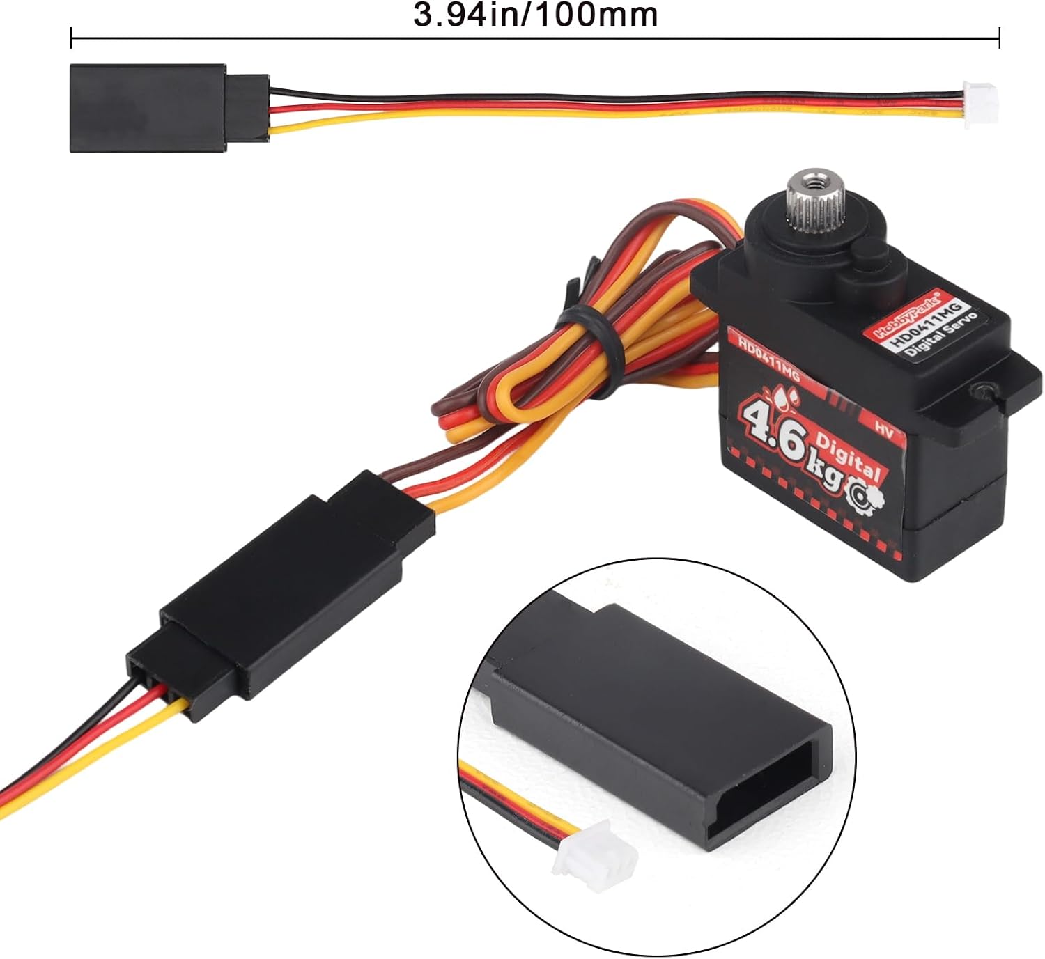HobbyPark Waterproof Micro Servo Motor Metal Gear 4.6kg High Torque Mini Servo for FCX24 Axial SCX24 AX24 1/24 RC Crawler Car Upgraded Servos with JR to 1.25mm JST-MX ZH1.25 Plug Adaper Wire