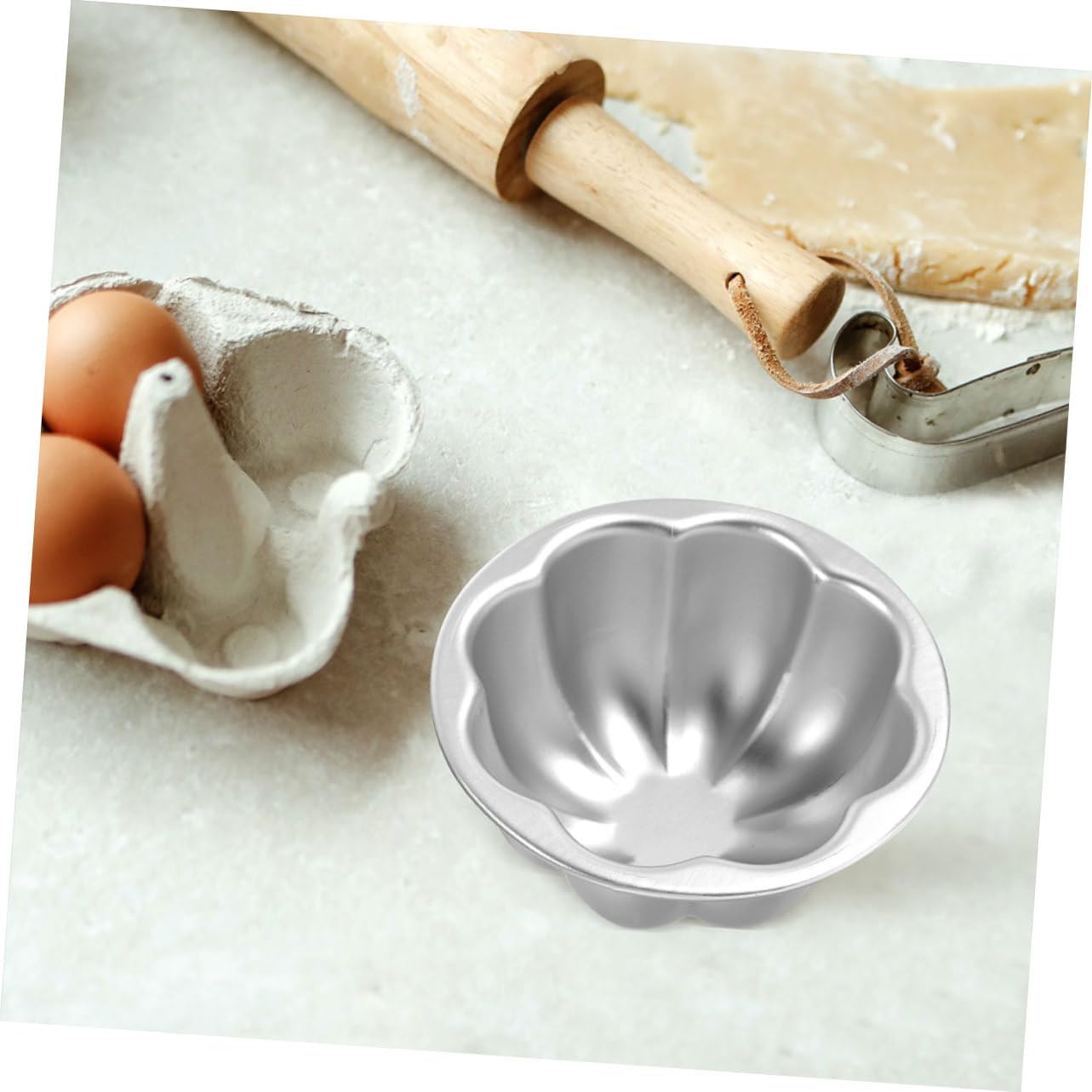 SHOWERORO 4Pcs Pudding Mold Fluted Edge Cake Cups for Baking Egg Tart and Muffin Molds Multi-use Tart Cups for Pudding and Cupcake Decorating