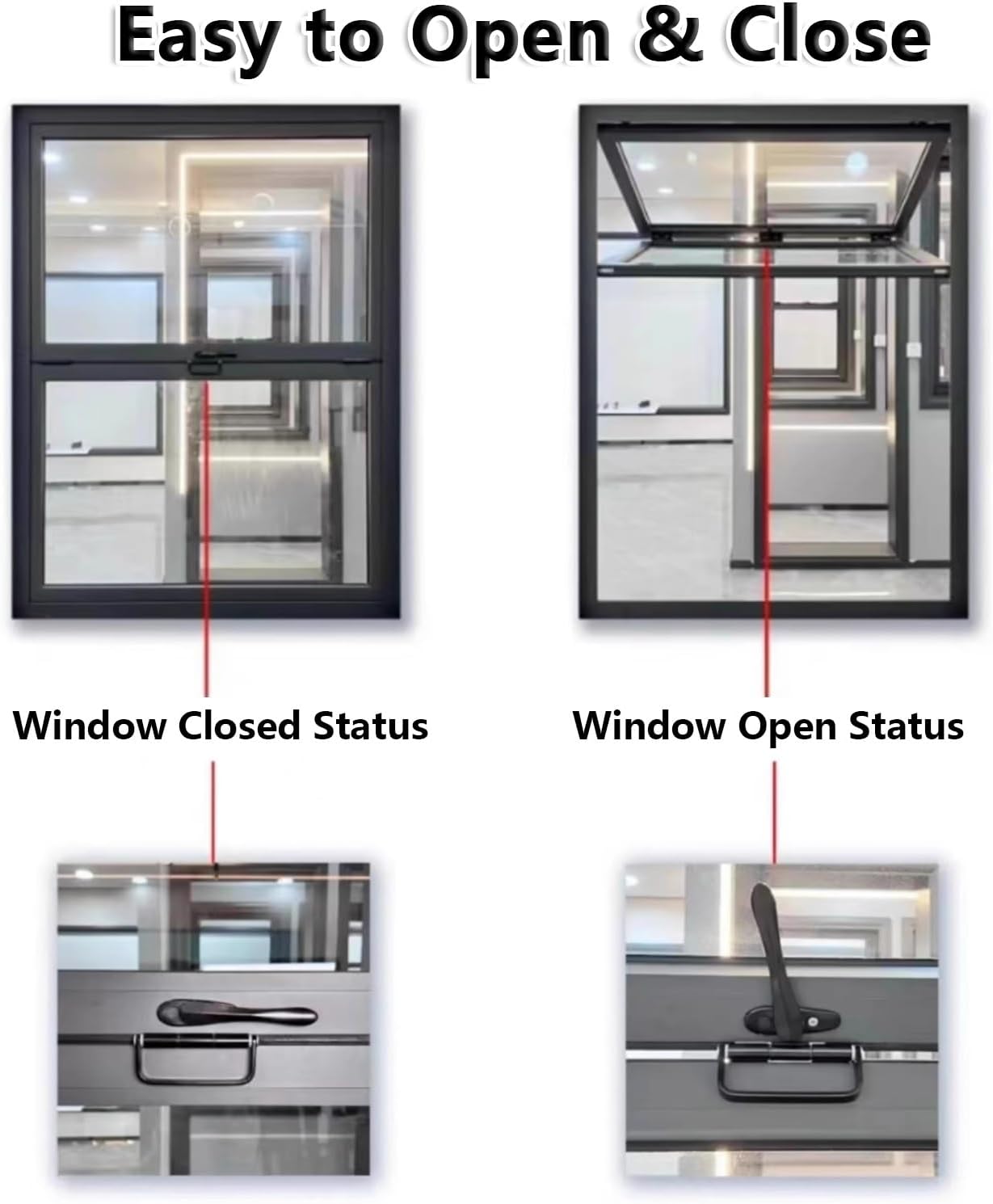 Concession Window for Food Truck, Heavy Household Farm House Windows, Aluminum Vertical Sliding Serving Manual Folding Window with Locking Handle | Flush Mount for Ventilation for Kitchen(White