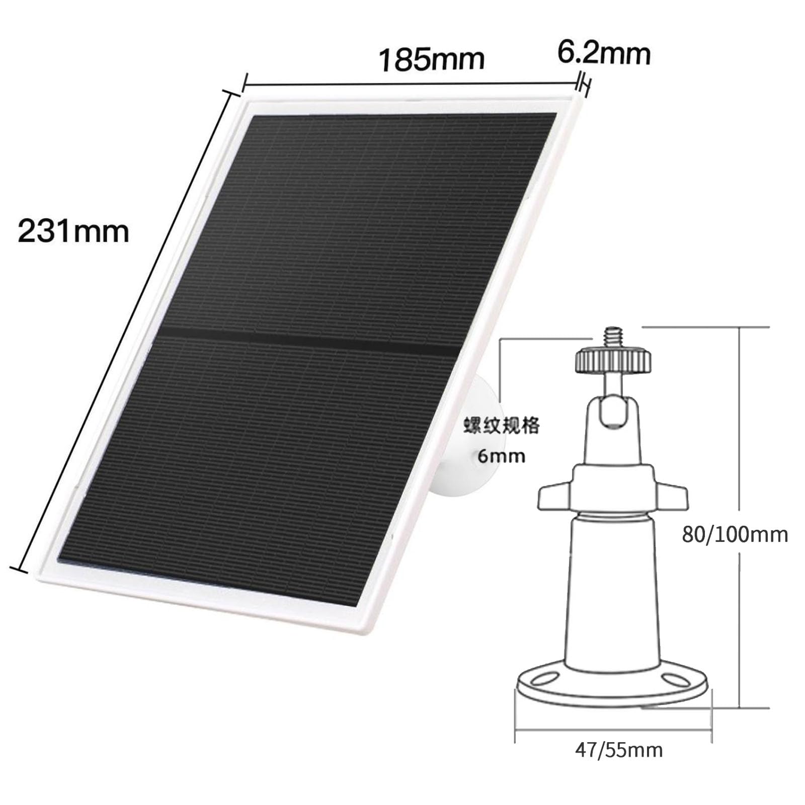 Caricabatterie per pannello solare da 10W/5V,con due connettori DC3.5x1,35 e USB-C, cavo di ricarica da 9,8Ft,compatibile con Ring Spotlight Cam Plus/Pro,batteria Stick Up Cam 2nd/3rd Generation