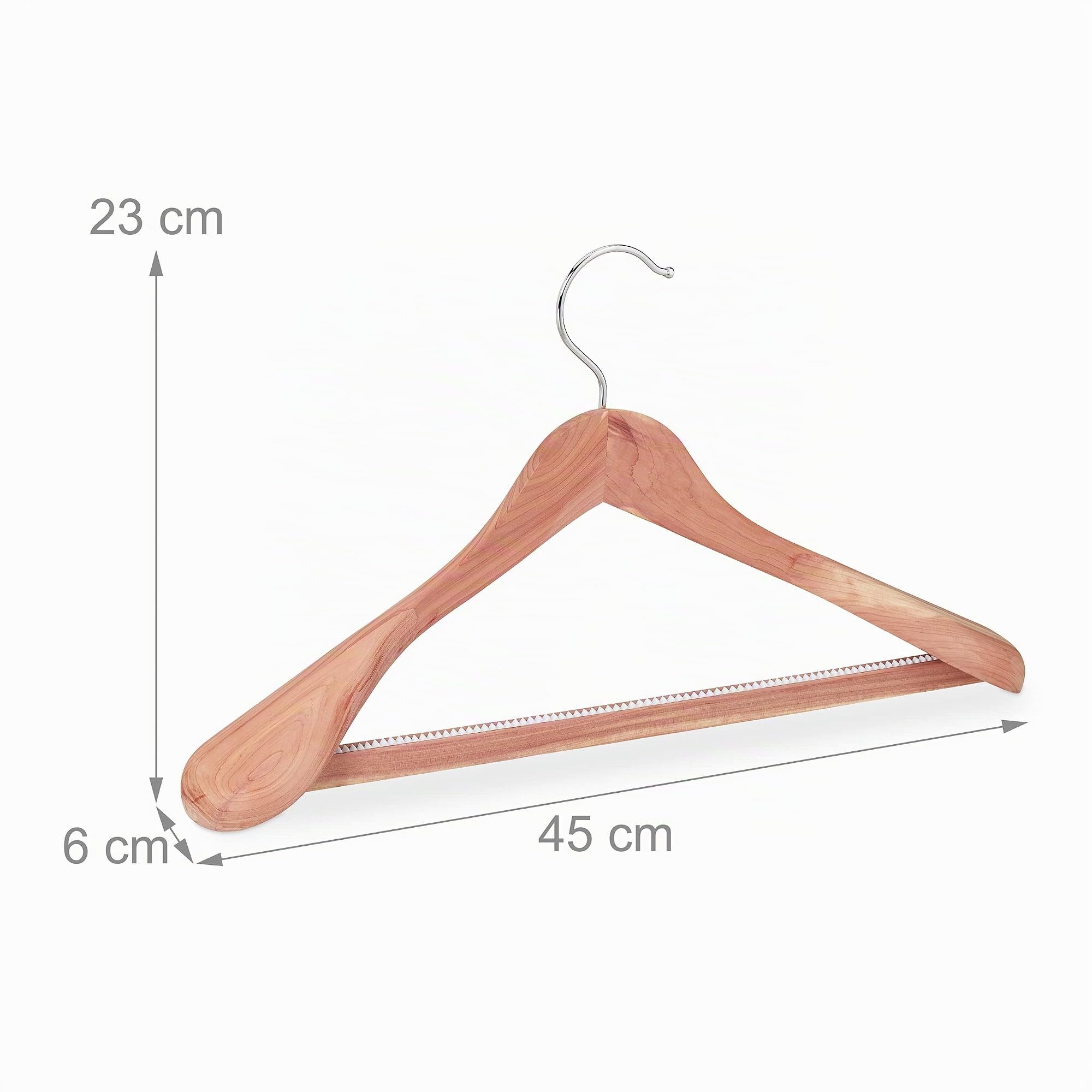 Relaxdays Anzugbügel Zedernholz, 5 Stück, Mottenschutz, rutschfest & stabil, breite Kleiderbügel mit Steg, 45 cm, Natur, 10029414