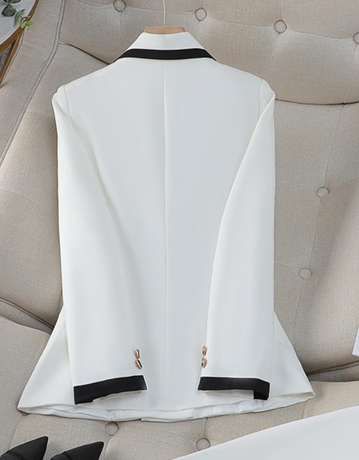 Women's Double Breasted Suit Jacket Bussiness Casual Open Front Work Office Blazer