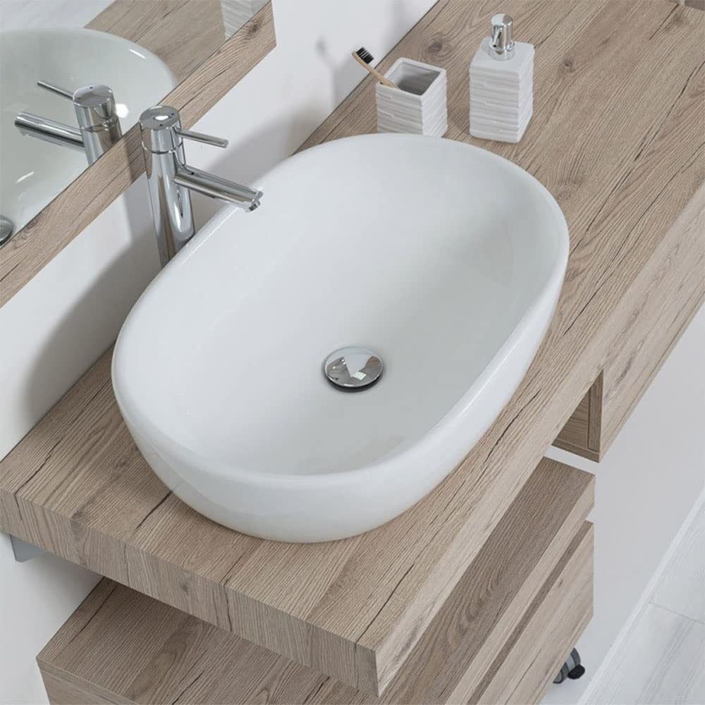 Inbagno Sifone lavabo Bagno Cromato, Completo di piletta Click clack Universale, Attacco Universale (Quadrato)